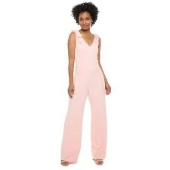 ELLE Pink Sleeveless V Neck A Line One Piece Pantsuit Cocktail Party Med… - Picture 1 of 8